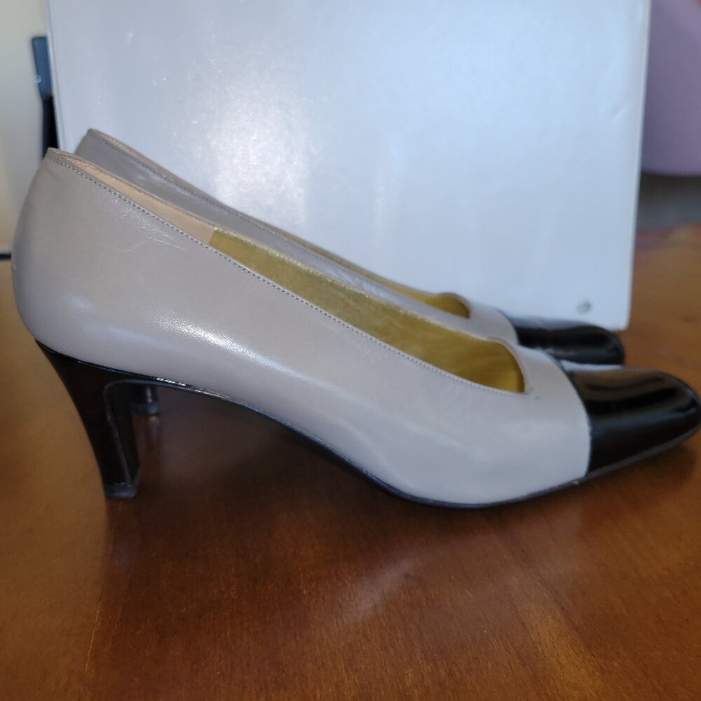 Bruno Magli Tara Pump Cream Black Patent